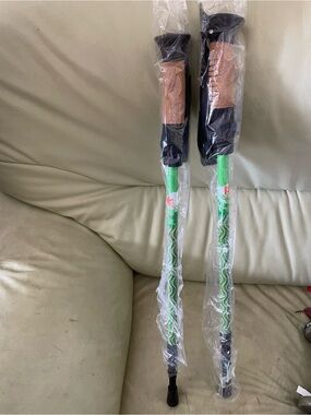 Pair of Green Walking Poles with Cork Handles